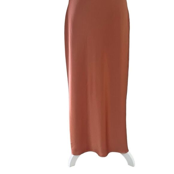 Nanushka Narita Satin Double Strap Dress In Apricot Medium NEW MSRP $665 - Picture 8 of 15
